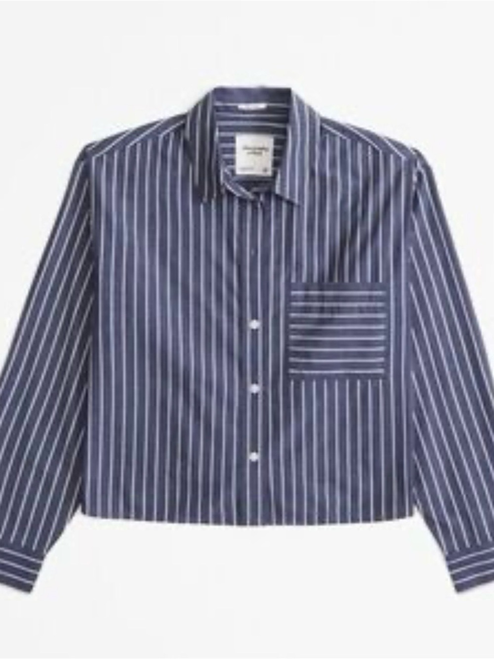 Abercrombie & Fitch Navy and White Striped Button-Down Shirt